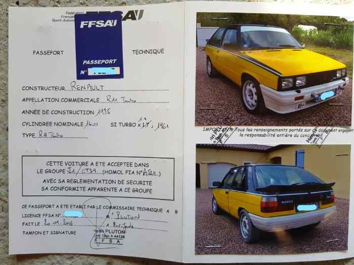 Renault 11 turbo VHC J1 2