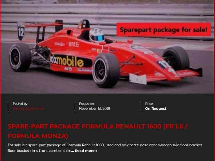 Lot de pièces pour Formule Renault FR-1600 dès 2005
