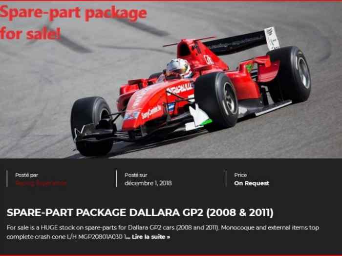 Lot de pièces pour DALLARA GP2 F2 2005/2008/2011