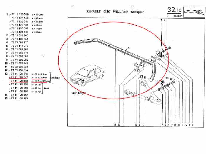 Barre stabilisatrice Renault Clio GrA 30 mm et 31,8 mm 5