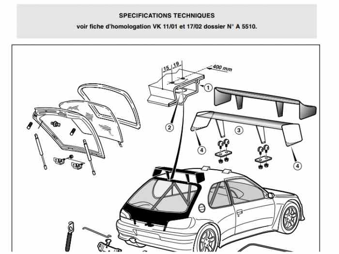 306 MAXI KIT CAR SUPPORT AILERON ARRIÈRE 1