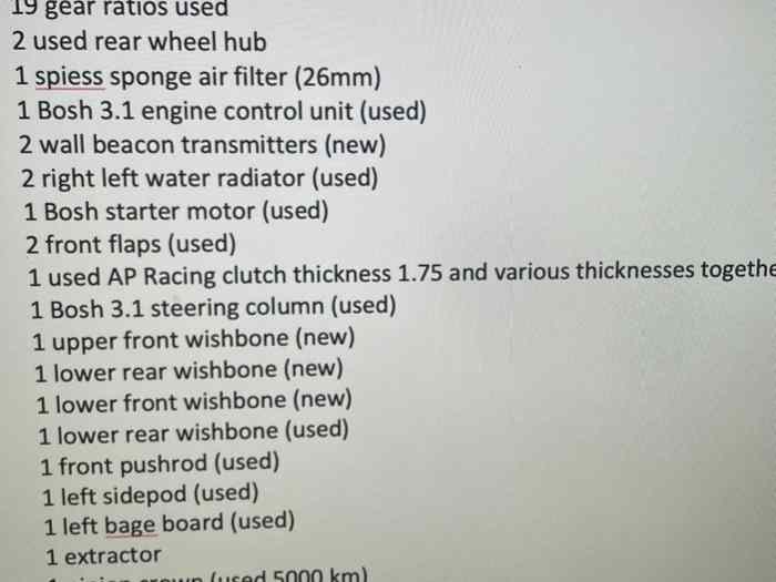 F312 Dallara spare parts 1