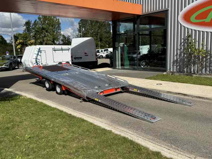 REMORQUE PLATEAU PORTE VOITURE BRIAN JAMES T-TRANSPORTER 4.50m X 2.0m 3000 kg / 2 ESSIEUX / NEUVE / TVA RECUPERABLE / 7850 HT 2