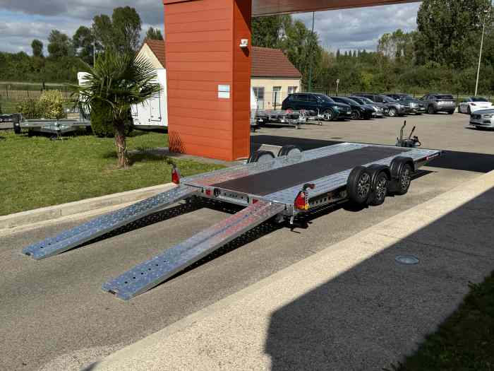 REMORQUE NEUVE PORTE VOITURE BRIAN JAMES A-TRANSPORTER A4 5.0m X 2.0m 3000 kg / PLATEAU PORTE AUTO / JANTES ALU / NEUVE / EN STOCK 3