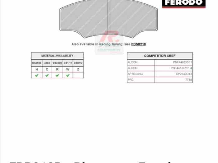 Plaquettes FERRODO DS3000 FRP218R 0