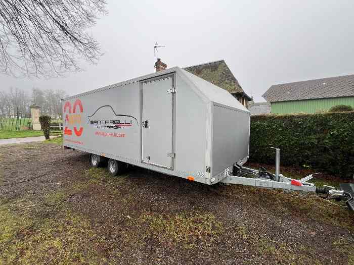 Remorque porte voiture basculante double essieux fermée type fourgon XL GT Prototype monoplace 4